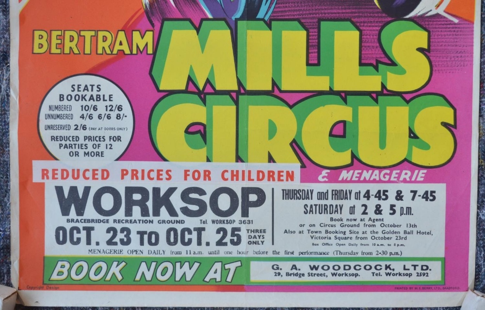 Vintage W.E.Berry event advertising poster for Bertram Mills Circus And Menagerie, Worksop (circa - Image 2 of 5