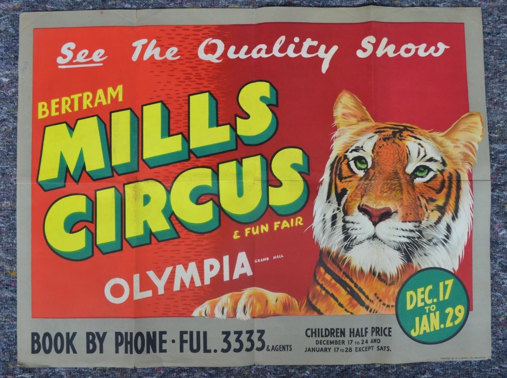 Unframed original vintage W.E.Berry event poster for Bertram Mills Circus And Fun Fair, Olympia