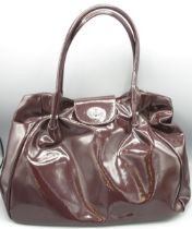 Lulu Guinness burgundy patent leather handbag in dust bag