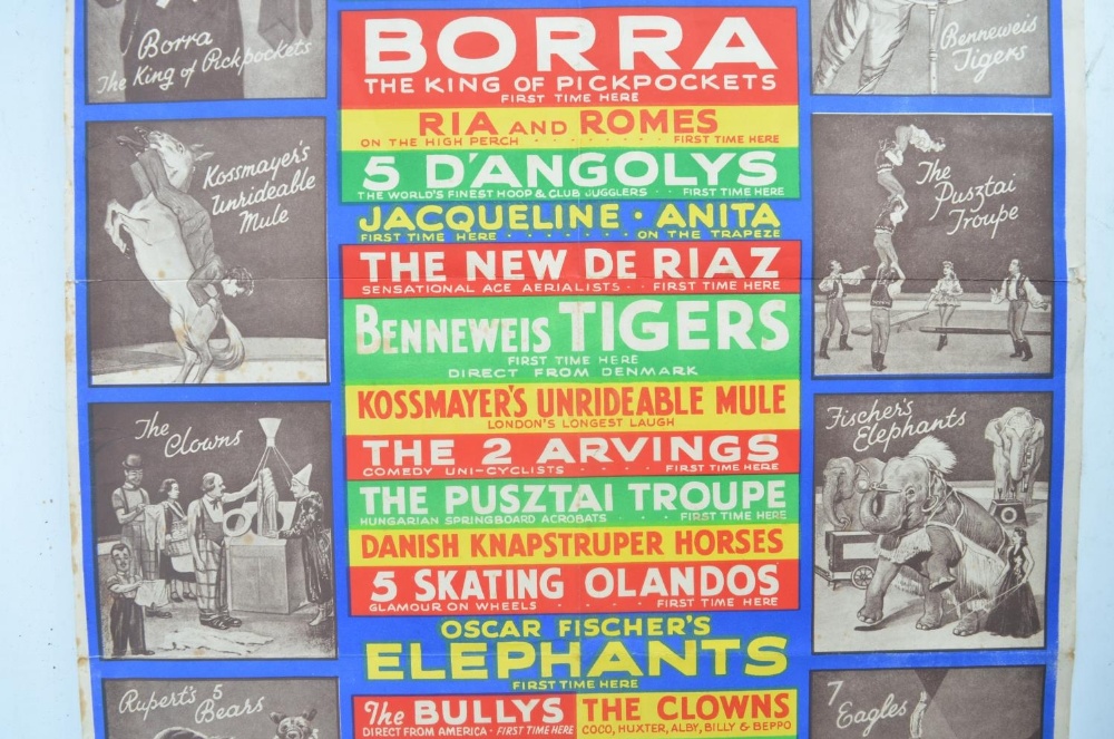 C1950s W.E.Berry advertising poster for Bertram Mills Circus Olympia, central text surrounded by - Image 3 of 6