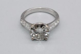 18ct white gold diamond solitaire ring, the brilliant cut diamond, approx. weight 3.50ct, in claw