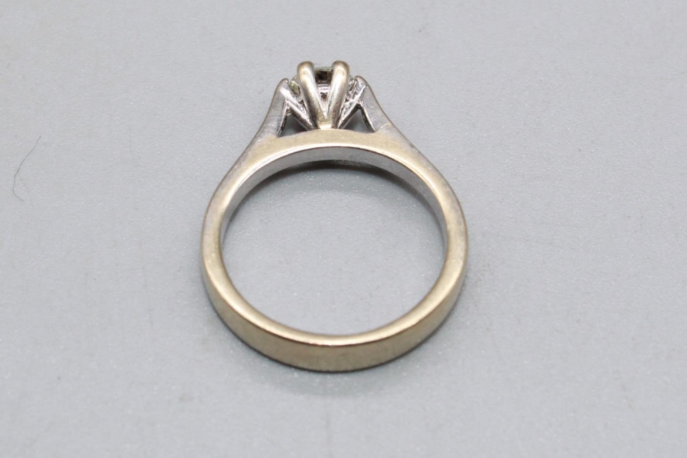 18ct white gold solitaire ring, set with brilliant cut diamond, approx. weight 0.37ct, stamped - Image 3 of 3