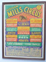 Framed glazed original composite event poster for Bertram Mills Circus And Menagerie, Chippenham