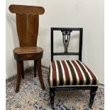 Victorian Country made Childs correction type chair on curved supports and an Edwardian ebonised
