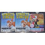 Eight circus event advertising posters to include 3x Gandey's Circus circa 1990's (all similar size,