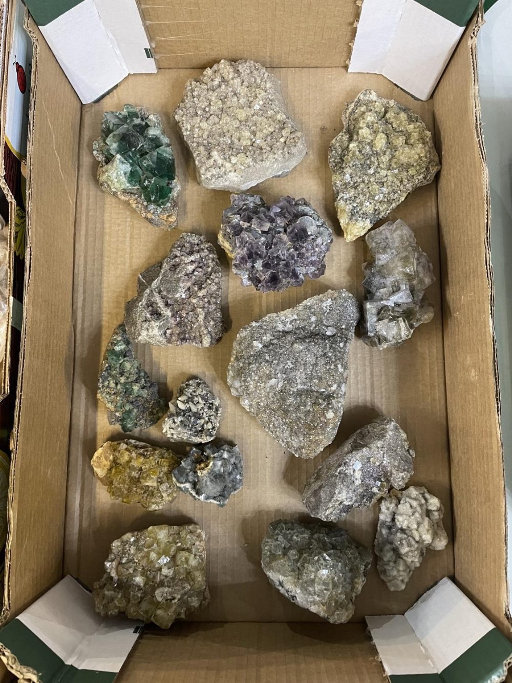 Collection of crystalised rocks and minerals, including from Boltsburn Mine, etc.