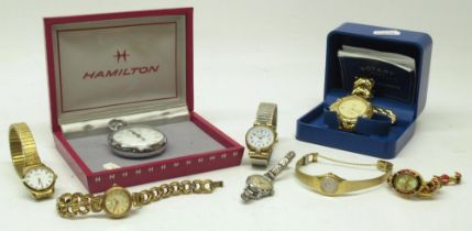 Garrard chrome keyless stop watch, signed white dial, 30 minute subsidiary dial, hinged case back,