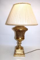 WITHDRAWN Large modern gold painted urn form composition table lamp, Thomas Blakemore Ltd, H79cm