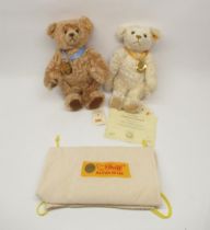 Steiff for Danbury Mint teddy bears: 'Millennium' bear with yellow ribbon and medal, and a 2002 bear