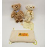 Steiff for Danbury Mint teddy bears: 'Millennium' bear with yellow ribbon and medal, and a 2002 bear