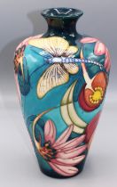 Moorcroft Pottery: 'Mayfly' pattern vase designed by Emma Bossons, 2nd quality, H23cm