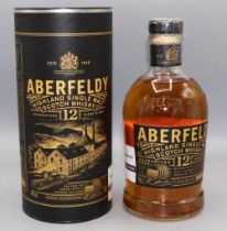 Aberfeldy Highland 12 year old single malt Scotch whisky, 40%vol 70cl, in tube, 1 btl.