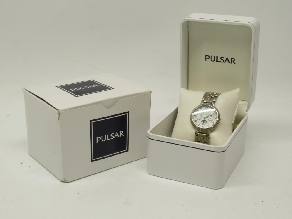 Ladies Pulsar stainless steel perpetual calendar and moonphase quartz wristwatch D33.1mm; Ladies - Image 2 of 5