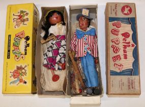 Pelham Puppets: Mad Hatter and Mexican Girl, with boxes