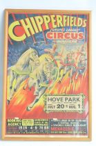 Framed and glazed original W.E.Berry event poster for Chipperfield's Circus 'Europe's Largest Circus