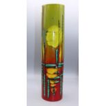 Anita Harris art pottery, 'The Emerald Isle' cylindrical vase, design trial, green and black on
