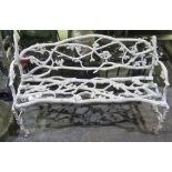 Victorian cast iron Oak Tree pattern garden seat, probably Coalbrookdale, W133 H82cm