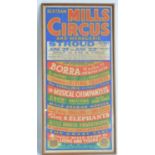 Framed and glazed original event poster for Bertram Mills Circus And Menagerie, Stroud circa 1950s