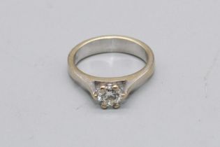 18ct white gold solitaire ring, set with brilliant cut diamond, approx. weight 0.37ct, stamped