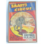 Framed and glazed original event poster for Billy Smart's New World Circus And Zoo, 'Presenting