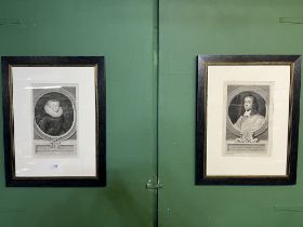 Pair of 18th century prints of Sir Edward Hartley & Rt. Hon. Elizabeth of Cavendish, pub. C1749,