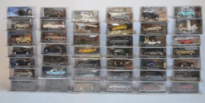 Seventy nine cased 1/43 scale diecast James Bond vehicle models from GE Fabbri to include Moon