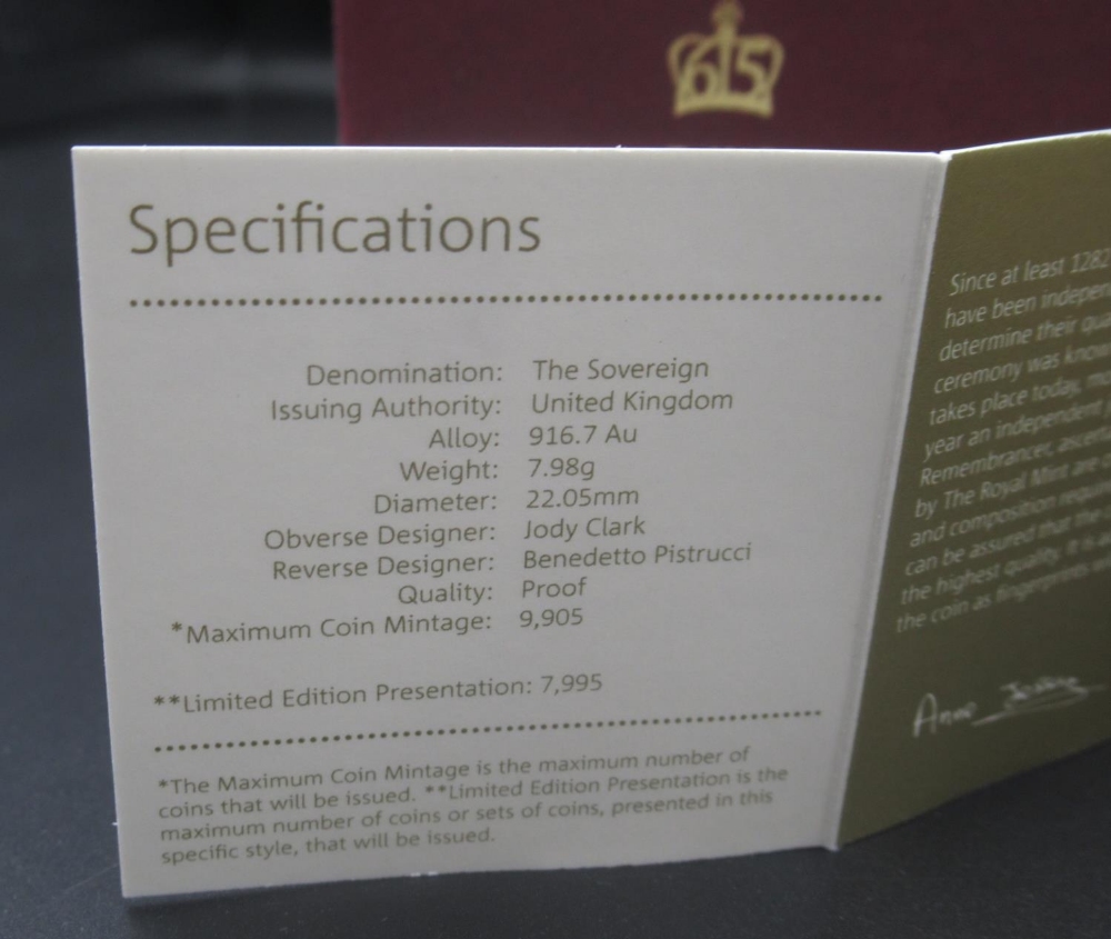 The Royal Mint - The Sovereign 2020 gold proof coin, Limited Edition no.5007/7995, with original box - Image 4 of 4