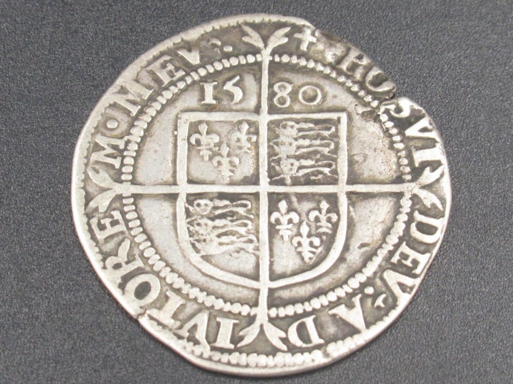 Elizabeth I coin, silver hammered sixpence 1580