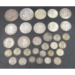 Collection of Pre-1947 GB silver content coins to inc. 1819 Crown, 1836 4 pence and half-crowns,