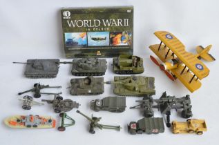 Collection of diecast armour models from Dinky, Solido, Crescent Toy Co, Lone Star and Matchbox to