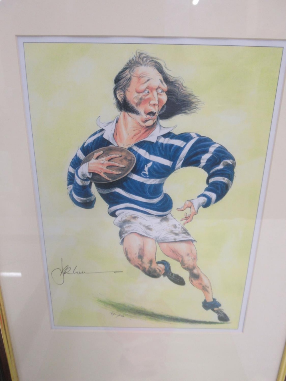 4 John Ireland signed Rugby prints of JPR Williams, Willie John McBride, Rory Underwood and Jason - Image 2 of 5