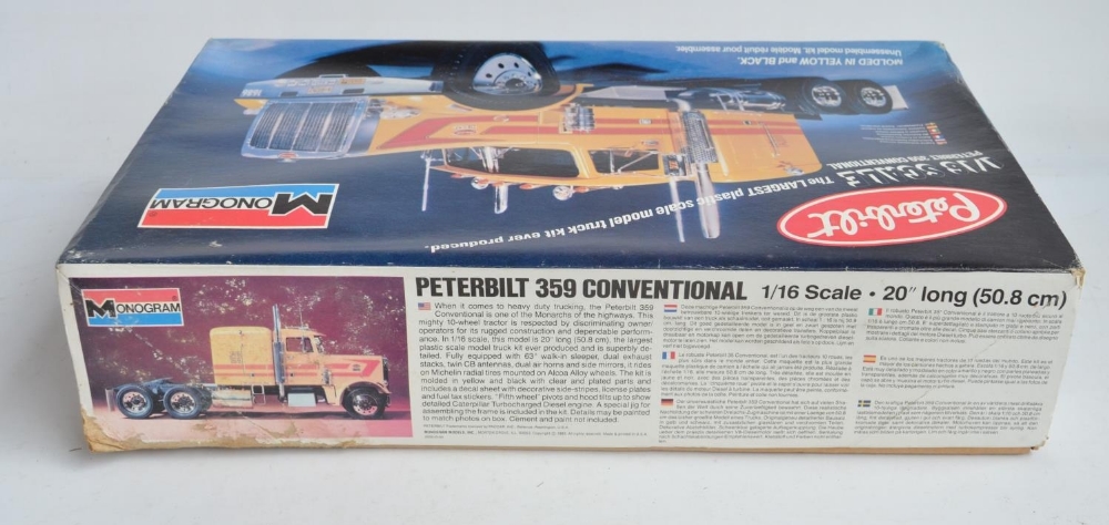 Unstarted Monogram 1/16 scale Peterbilt 359 Conventional American truck plastic model kit, appears - Image 5 of 6