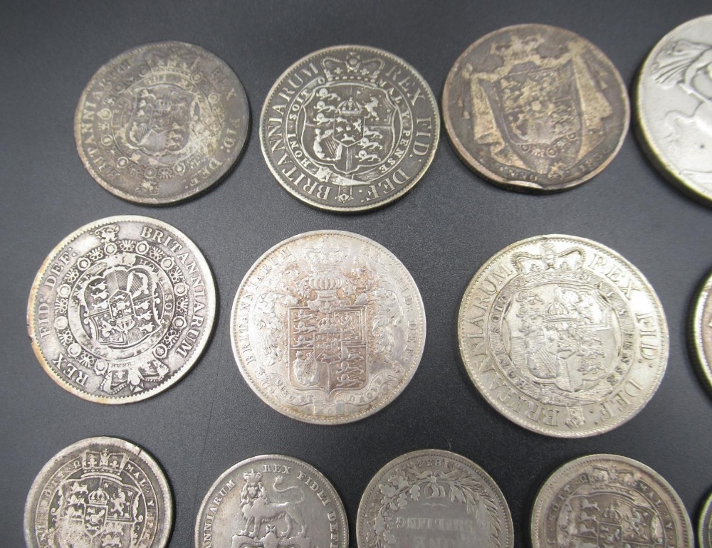 Assorted collection of Queen Victoria with some George III and George IV silver content coins to - Image 8 of 10