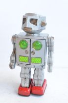 Charming vintage (C1960's) Japanese made battery powered tinplate robot figure in good external