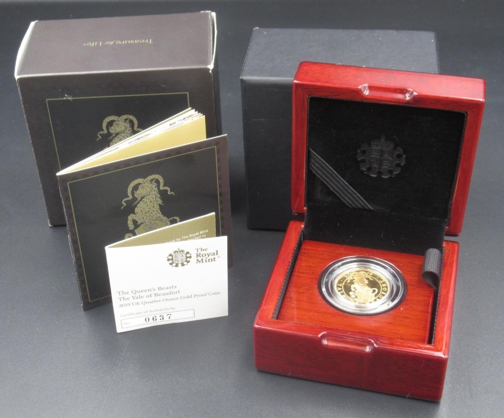 The Royal Mint - The Queen's Beasts: The Yale of Beaufort 2019 UK Quarter-Ounce Gold Proof £25 Coin,