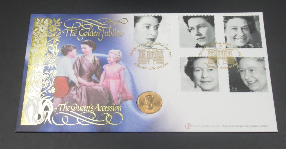 Internet Stamps presentation cover for The Golden Jubillee with Elizabeth II 1962 Sovereign, Limited - Image 2 of 7