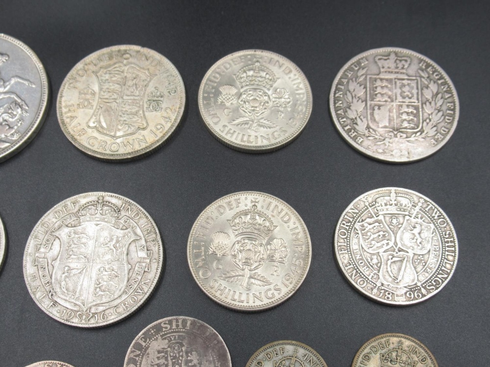 Collection of Pre-1947 GB silver content coins to inc. 1819 Crown, 1836 4 pence and half-crowns, - Image 3 of 5