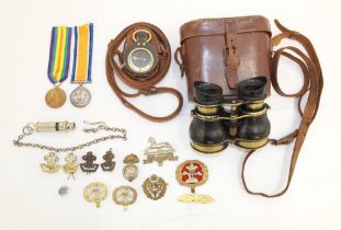 Collection of military items. Victory Medal, 1914-18 War Medal. To 7784 Pte J.J. Isaacks.