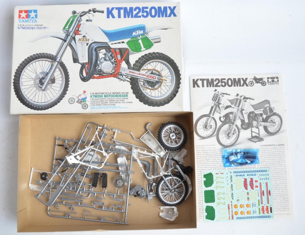 Four 1/12 scale plastic model motorcycle kits from Tamiya to include 1451 KTM250MX with motocross - Image 6 of 8