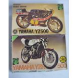 Two unbuilt 1/9 scale Yamaha motorbike plastic model kits from Protar to include a YZ500 Barry