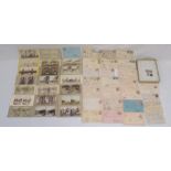 25 early c20th postcards with used German and British stamps, 3 loose stamps (1 Queen Victoria, 2