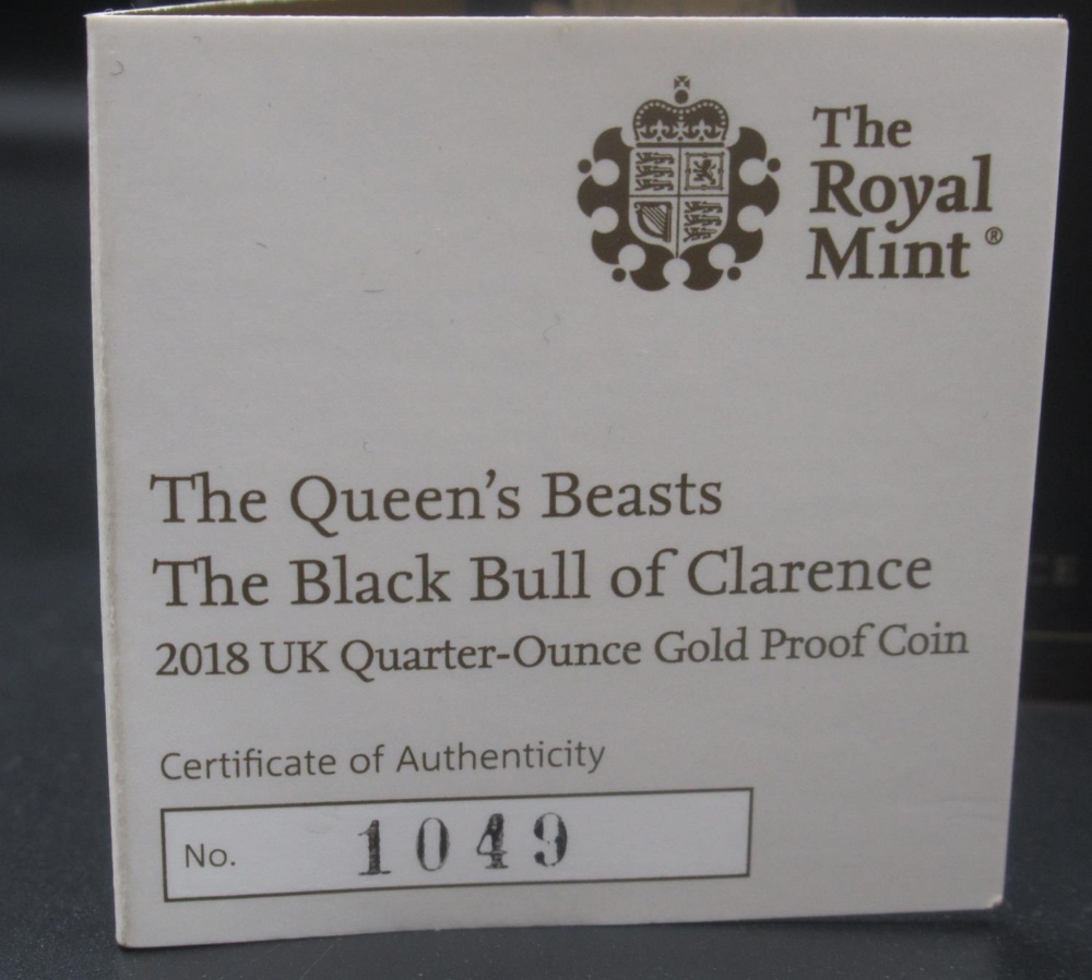 The Royal Mint - The Queen's Beasts: The Black Bull of Clarence 2018 UK Quarter-Ounce Gold Proof £25 - Image 3 of 4