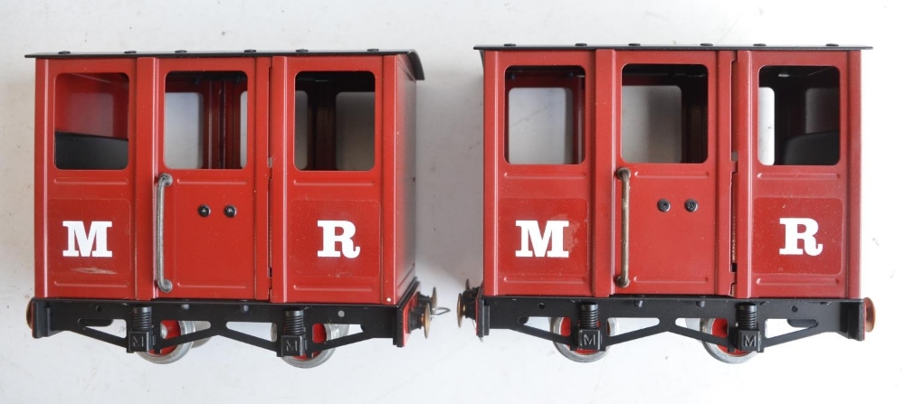 2x Mamod maroon steam train passenger wagons with accessories in box (no steam engine). Wagons in - Image 4 of 8