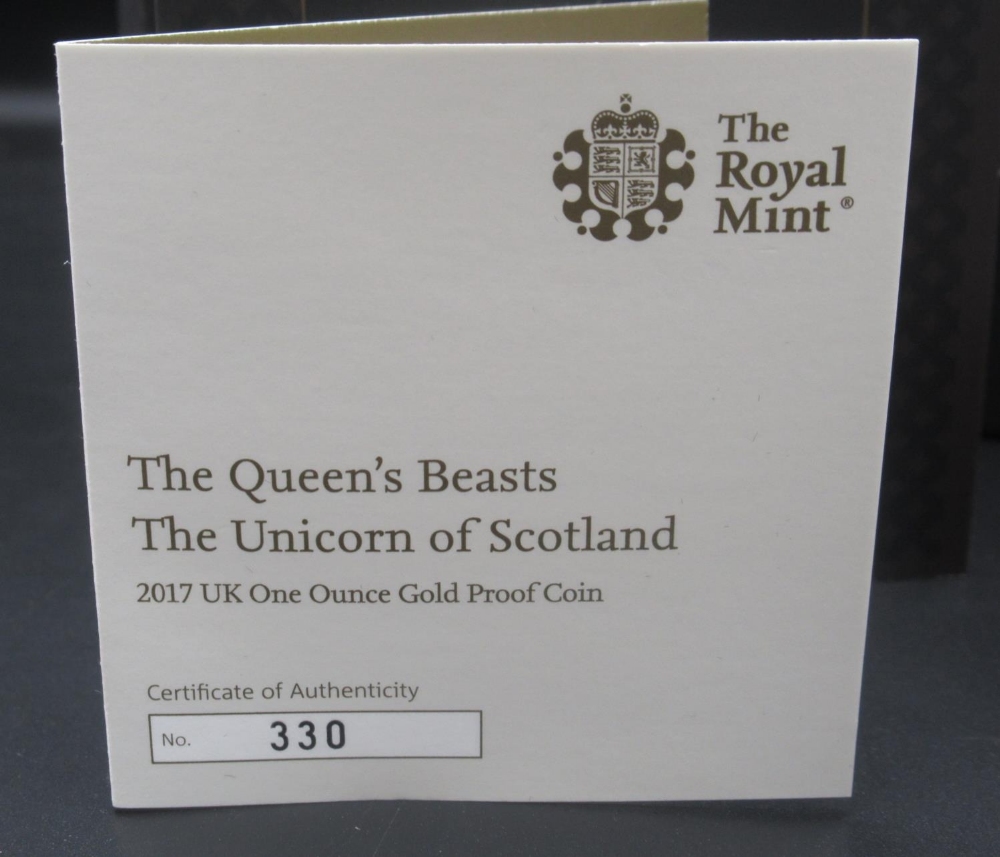 The Royal Mint - The Queen's Beasts: The Unicorn of Scotland 2017 UK One Ounce gold proof £100 Coin, - Image 3 of 4