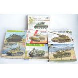 Seven unstarted 1/35 scale WWII and Korean War US armour plastic model kits from Tamiya, Dragon,