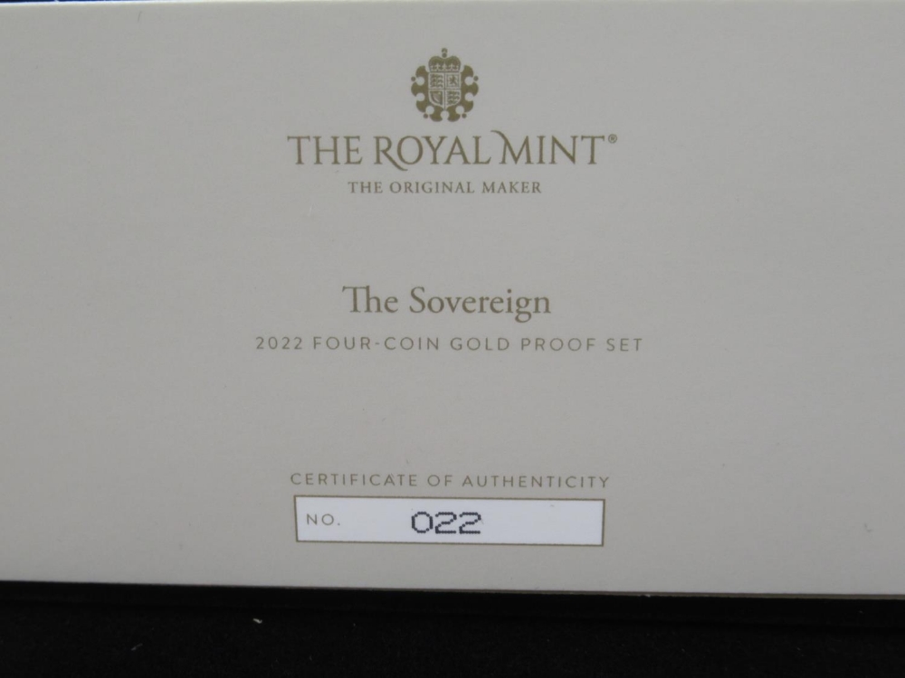 The Royal Mint - The Sovereign 2022 Four-Coin Gold Proof Set, Limited Edition no. 22/500, with - Image 2 of 6