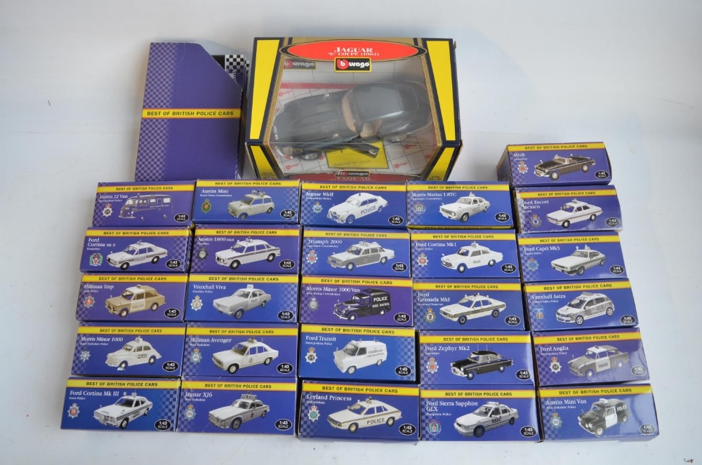 Collection of twenty six boxed 1/43 scale previously displayed British Police Car diecast models