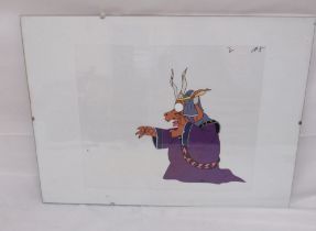 Unknown and unnamed animation cell of a pig magician, 40cm x 30cm