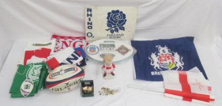 Collection of Rugby memorabilia to inc. Neil Jenkins Ltd Ed. 691/100 World of Groggs figure signed