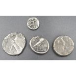 Ancient Greek Alexander the Great Silver Tetradrachum Coin and 3 other ancient Greek coins (4)